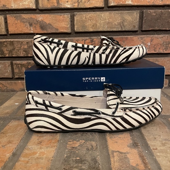 Sperry* Zebra print* loafers* with pony hair *leather tassel *size 9.5 - Picture 4 of 6